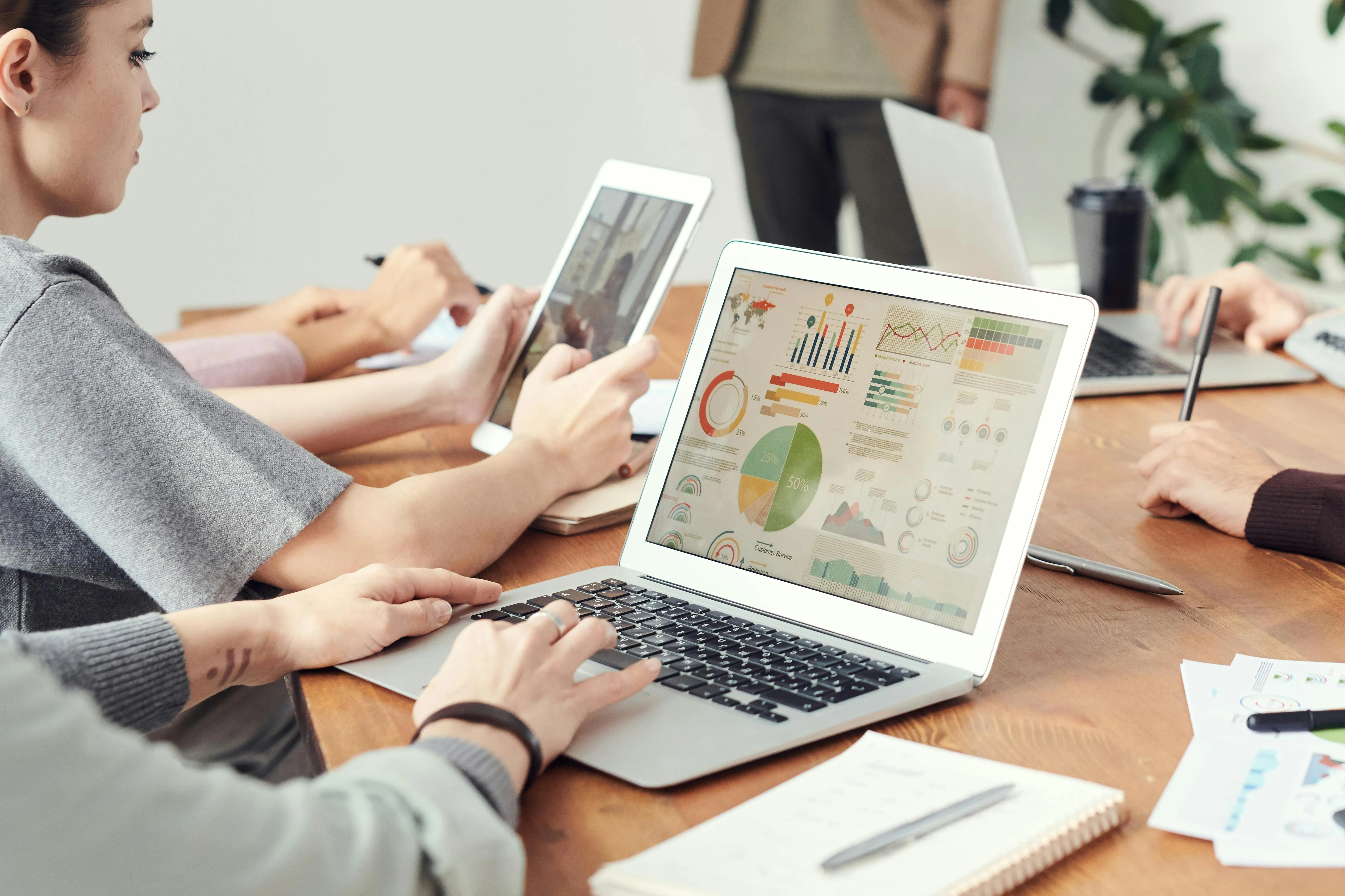 Working at a laptop to manage a new business with Stripe